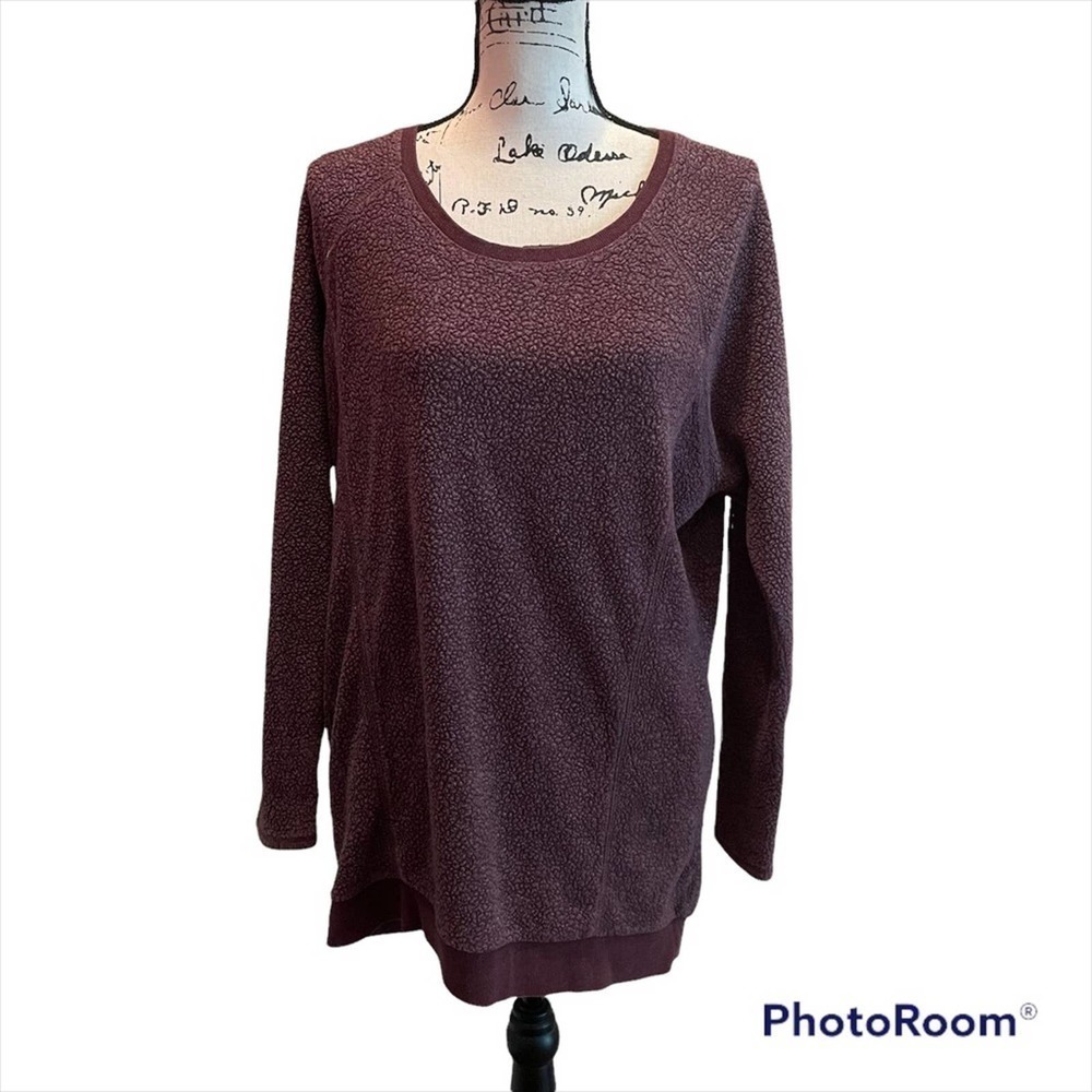 Mossimo Supply Fleece Tunic Sweatshirt Purple Burgundy Medium Pockets Oversized